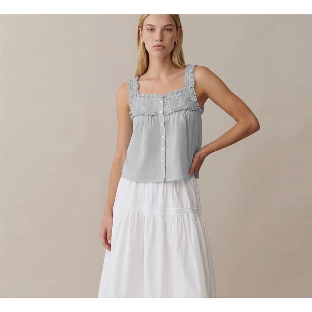 sorella Etienne Cotton Top light blue gray size 2 $172 - Picture 2 of 5